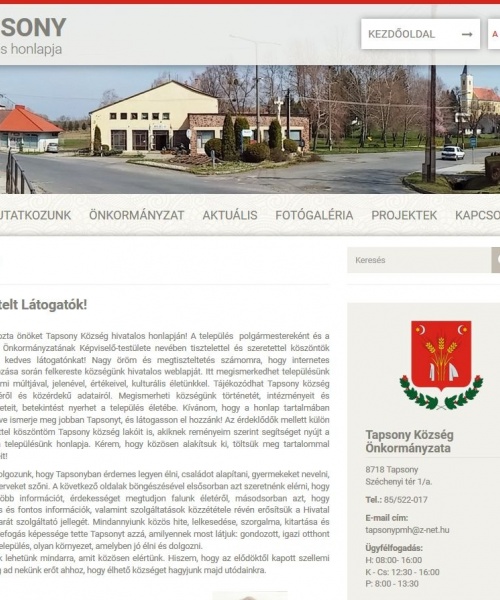 Tapsony település honlapja